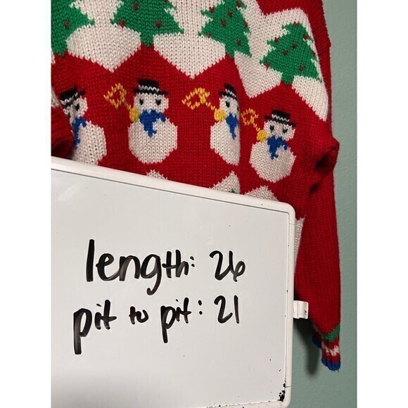 Vintage Bravo Christmas Tree Snowman Red Sweater‎ Size Medium - Picture 7 of 7